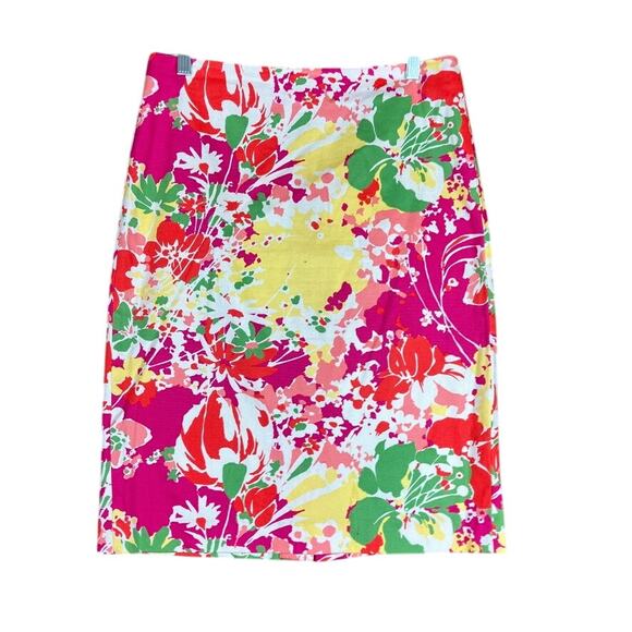 Talbots Womens Skirt Multicolor Floral Pencil Midi Back Zip Stretch 6 - Picture 1 of 10
